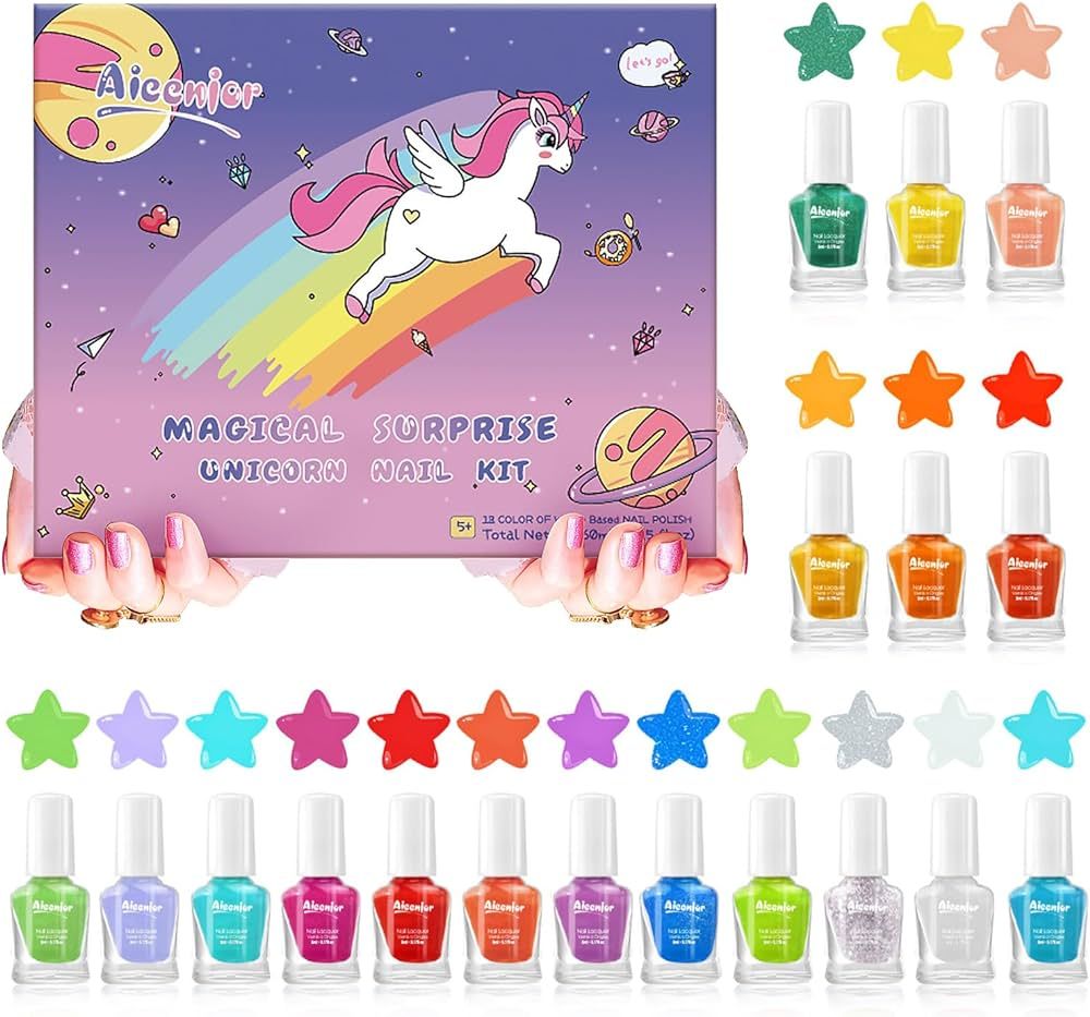 Kids Nail Polish - 18 Color Non Toxic Nail Polish for Kids Quick Dry Peel-Off Water Based Toddler... | Amazon (US)