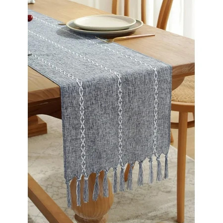 WENKOUBAN Table Runner Rustic Table Runners 15x90 inches Linen Boho Farmhouse Braided Striped Table  | Walmart (US)