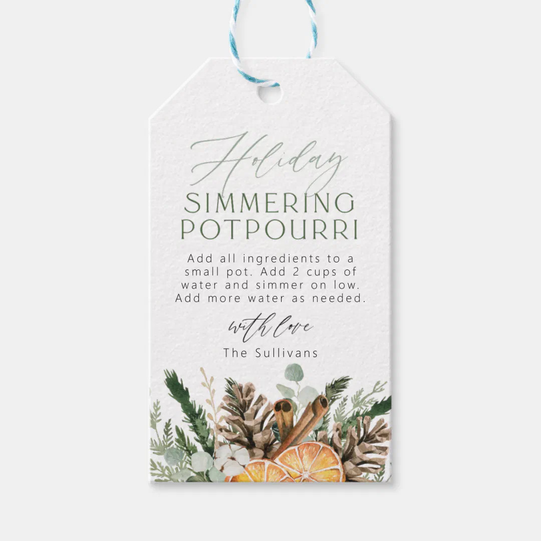 Holiday Simmering Potpourri Christmas Gift Tag | Zazzle
