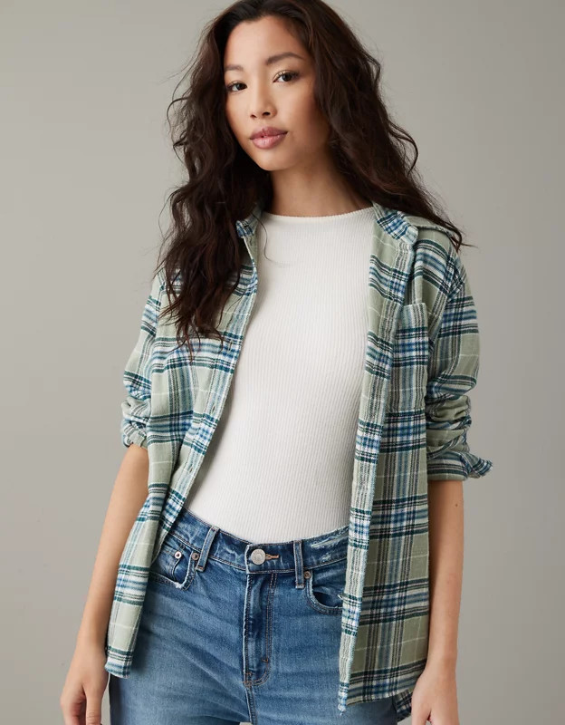 AE Oversized Plaid Flannel Shirt | American Eagle Outfitters (US & CA)