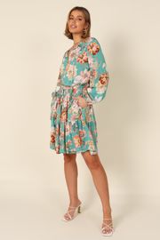 Madalin Mini Dress - Teal Floral | Petal & Pup (US)