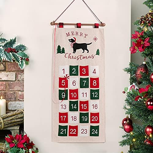 S-DEAL Burlap Christmas Advent Calendar 2021 Countdown to Christmas Cloth Wall Hanging with 24 Po... | Amazon (US)