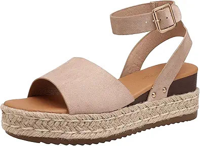 DREAM PAIRS Women's Platform Ankle Strap Open Toe Espadrille Wedge Sandals | Amazon (US)