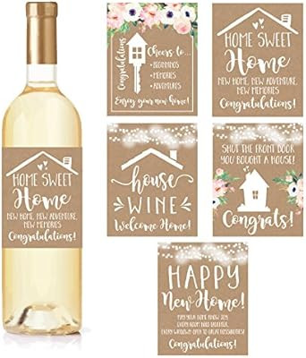 5 Rustic House Warming Presents, New Homeowner Stickers or Wine Label Gift Set Ideas, Congrats Ho... | Amazon (US)