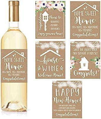 5 Rustic House Warming Presents, New Homeowner Stickers or Wine Label Gift Set Ideas, Congrats Ho... | Amazon (US)