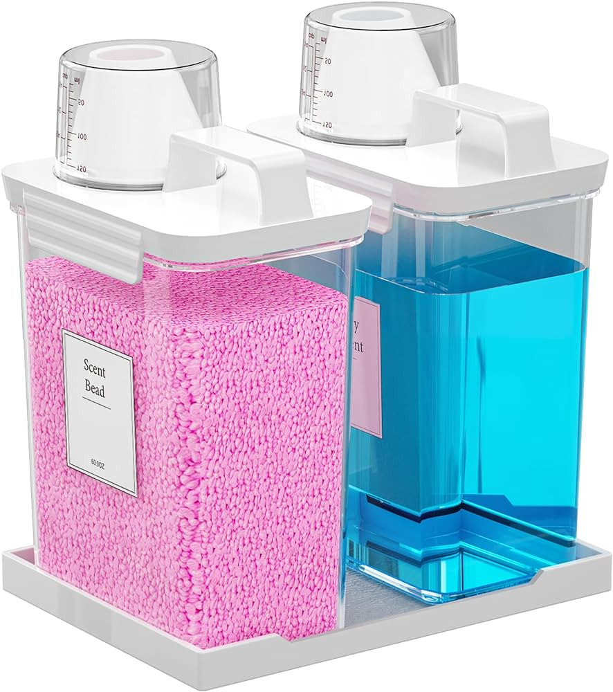 Hordely 61OZ Laundry Detergent Dispenser Container, 2 Pack Liquid Laundry Dispenser, Plastic Dete... | Amazon (US)