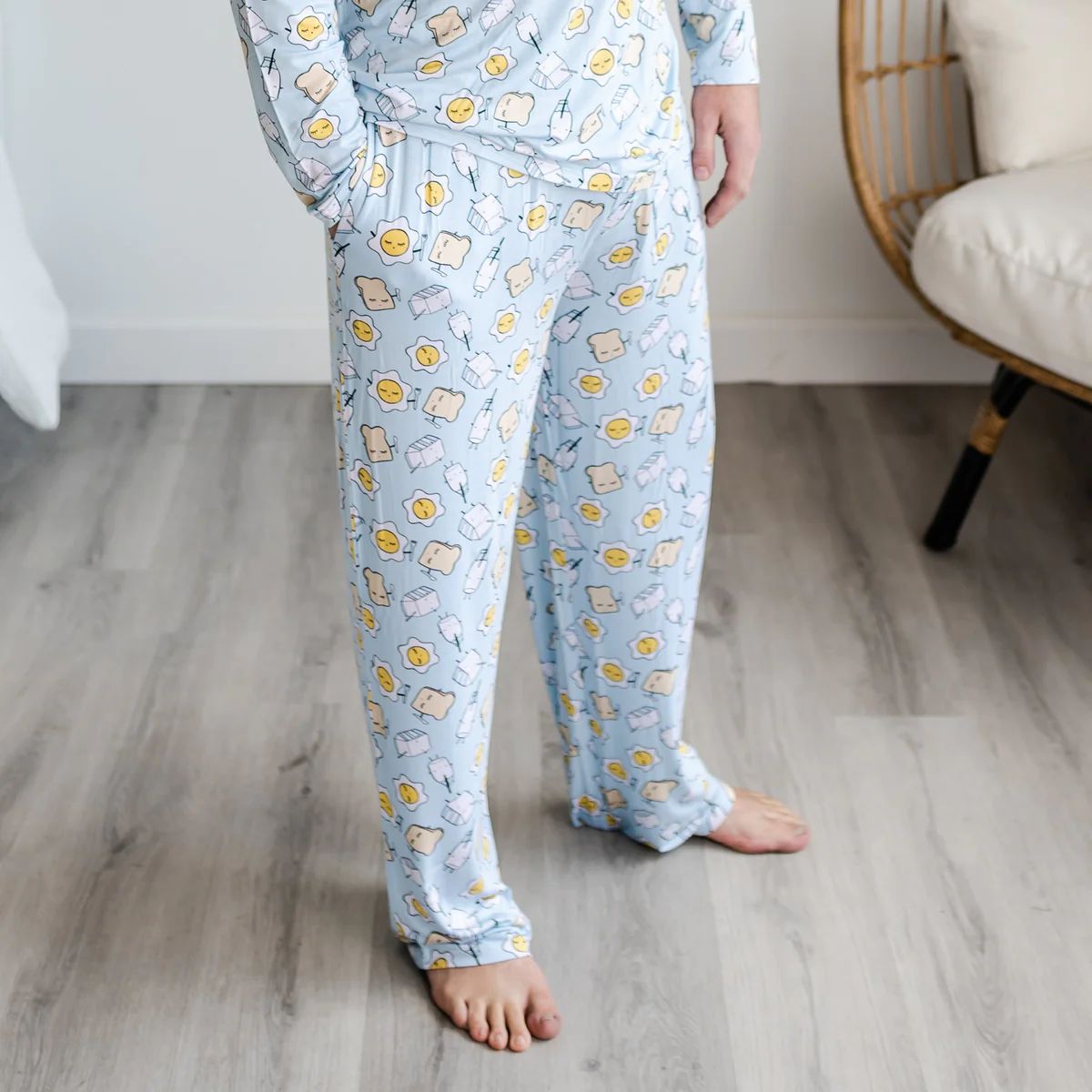 Blue Breakfast Buddies Men's Bamboo Viscose Pajama Pants | Little Sleepies