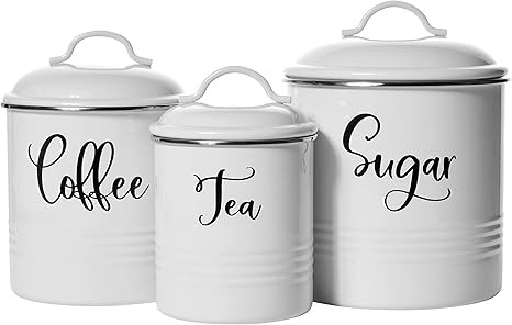 Home Acre Designs Kitchen Canisters Set of 3 - Airtight Tea, Sugar & Coffee Containers - Rustic F... | Amazon (US)