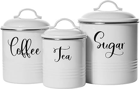 Home Acre Designs Kitchen Canisters Set of 3 - Airtight Tea, Sugar & Coffee Containers - Rustic F... | Amazon (US)