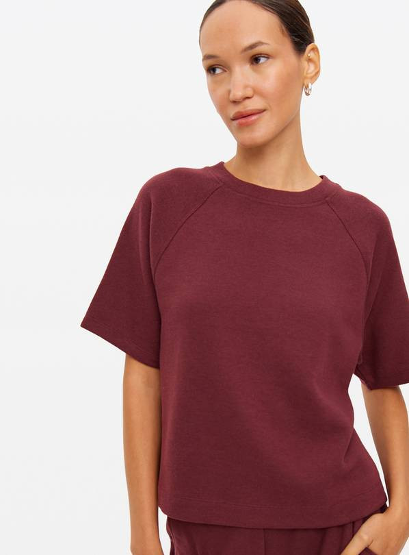 Burgundy Soft Touch Co-ord Boxy T-Shirt S | Tu Clothing