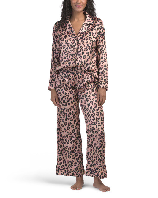 2pc Animal Print Satin Pajama Set | TJ Maxx