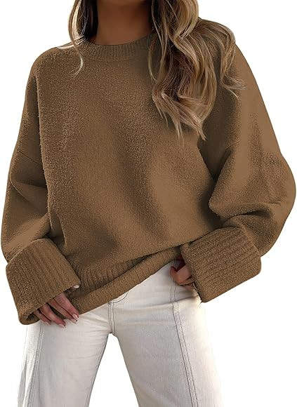 LILLUSORY Women's Oversized Sweaters 2023 Fall Fuzzy Knit Chunky Warm Pullover Sweater | Amazon (US)