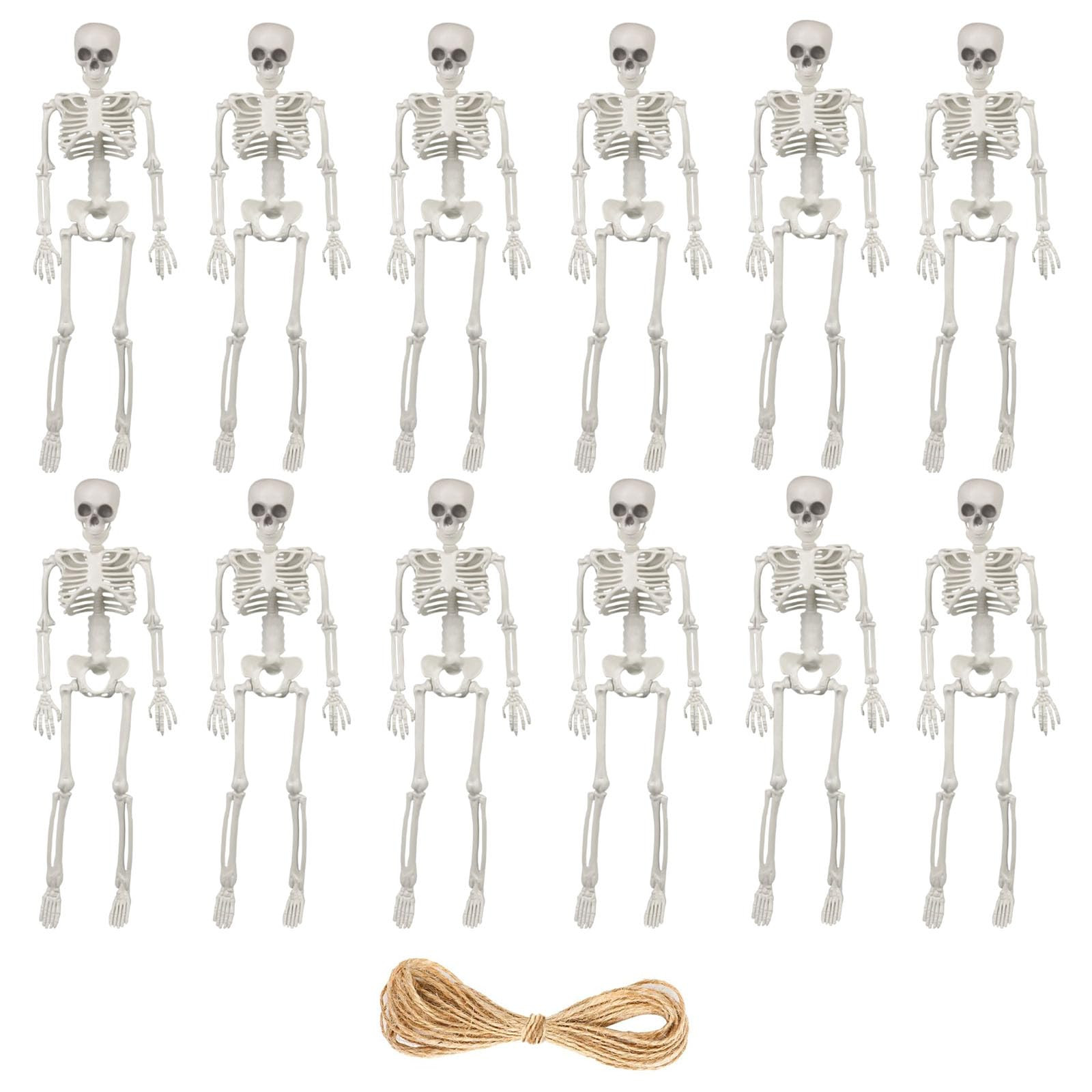 AYNKH 12Pcs Mini Skeletons, Funny Scary Halloween Hanging Decorations, Ash White Small Plastic Fu... | Amazon (UK)