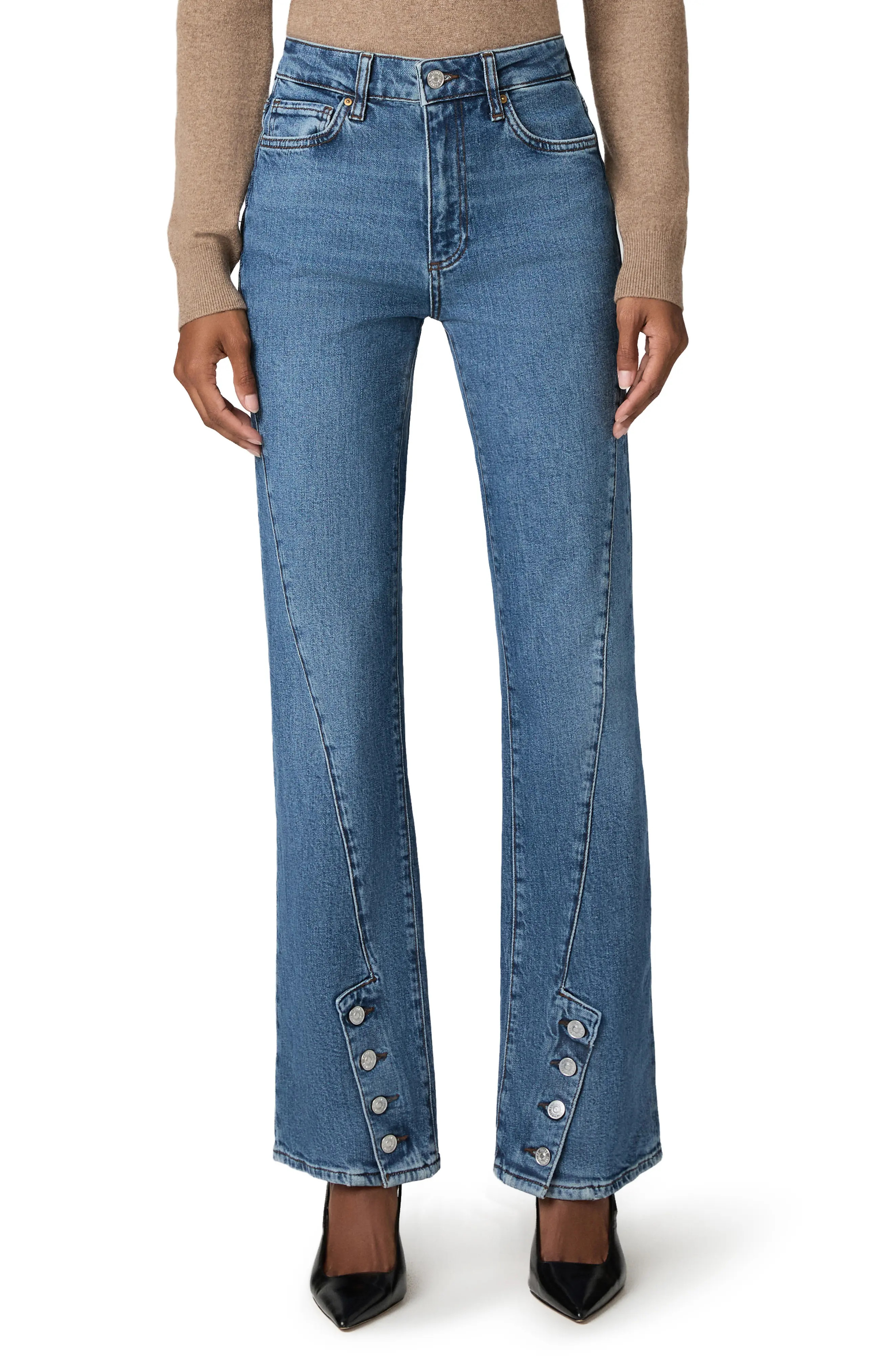 PAIGE Stevie Twisted Seam Button High Waist Bootcut Jeans (Women) | Nordstrom | Nordstrom