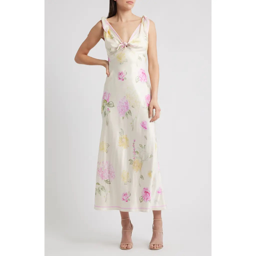 LoveShackFancy Perri Sleeveless Satin Dress in Sunlit Rose at Nordstrom, Size 2 | Nordstrom