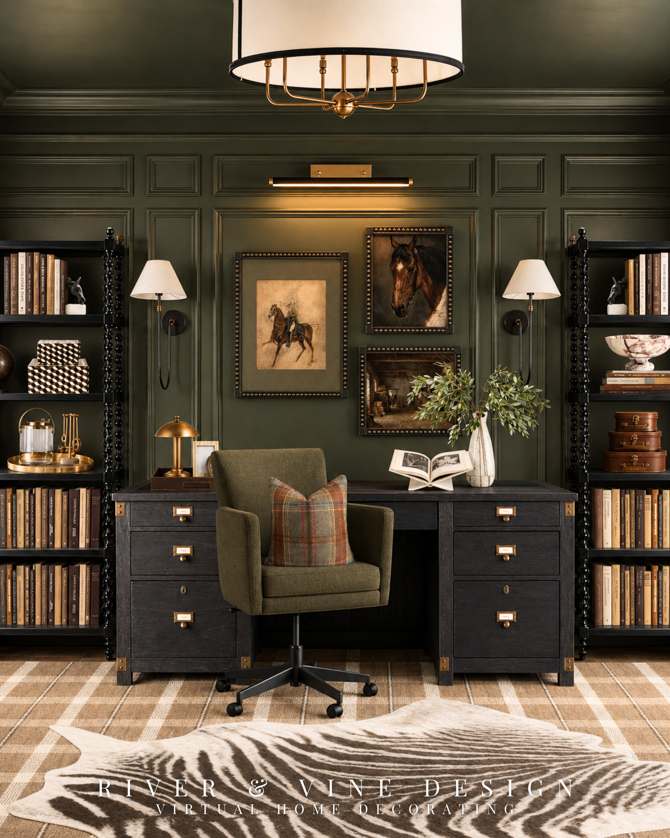 The difference between a functional home office and a room that feels fully designed is everything happening beyond the desk.

Here, matching black bookcases extend the workspace across the entire wall, adding balance, storage and room for collected decor. The dark wood desk anchors the center, while the olive office chair, plaid pillow, brass lighting and equestrian artwork carry the color story from the fireplace side of the room.

Using the same palette in different proportions allows two distinct zones to feel connected without repeating the exact same furniture or styling. Which side would you claim—the office or the fireside seating?

dark green home office, modern traditional office, black wood desk, home office bookshelf styling, olive green office chair, equestrian wall art, classic study decor, collected home office

I may receive a commission from purchases made through my links.
 

 #LTKHome