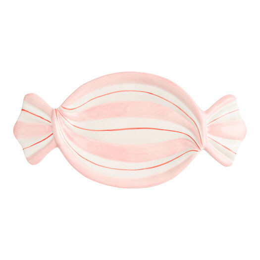 Pink Peppermint Candy Hand Painted Figural Serving Platter by World Market | World Market
