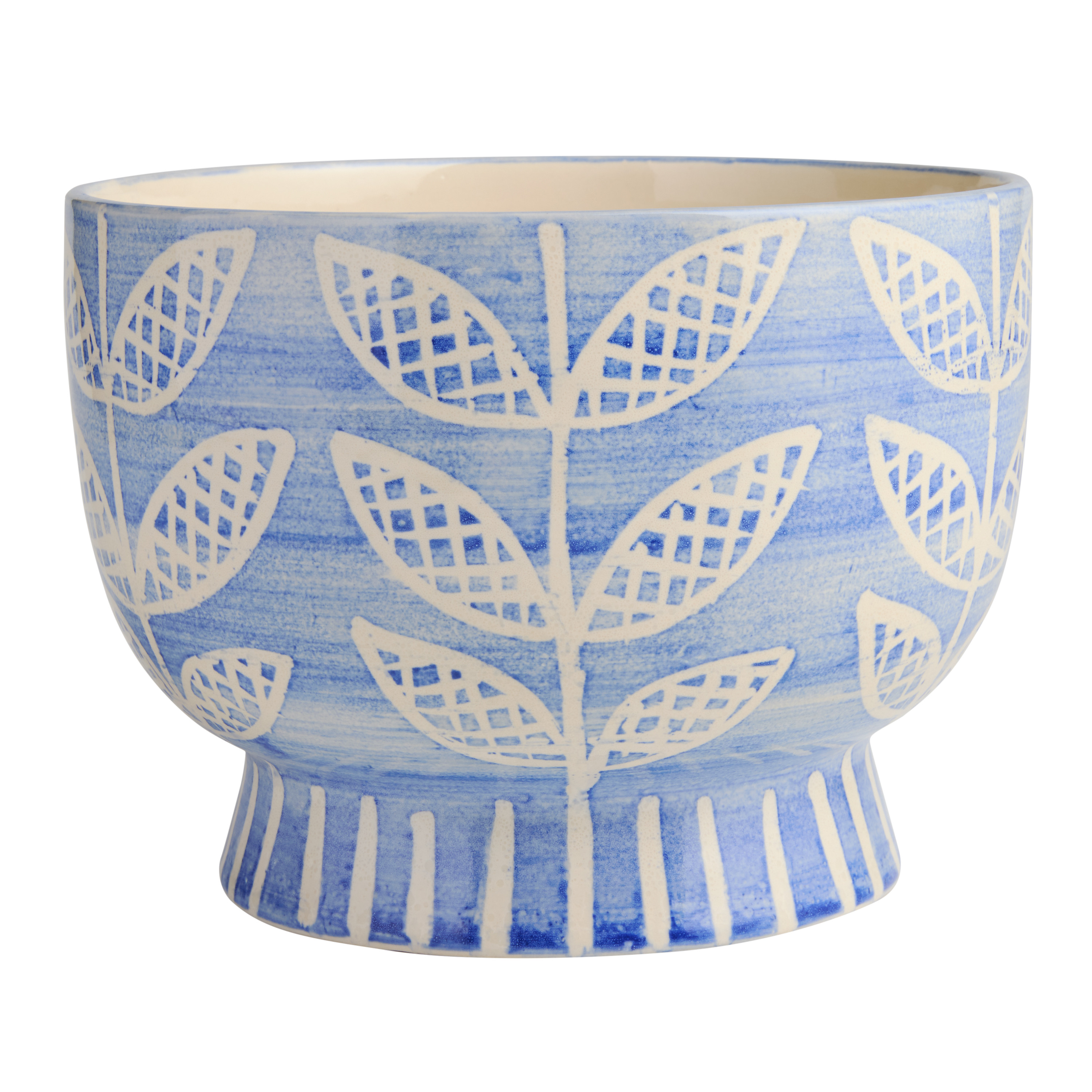 Blue and White Ceramic Leaves and Stems Planter | World Market