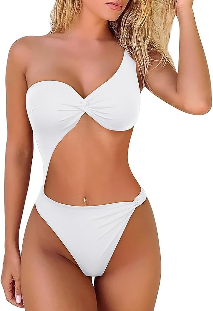XXTAXN Women's Sexy Thong Cutout Monokinis Tie Beach One Piece Swimsuit Bathing Suit | Amazon (US)