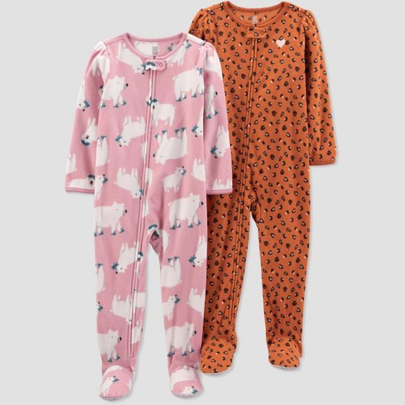 Toddler Girls' Bear Leopard Printed Fleece Footed Pajama - Just One You® made by carter's Pink/B... | Target
