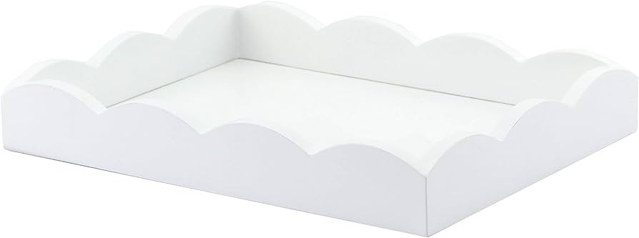 Addison Ross 11x8 Small Scallop Decorative Tray in White | Amazon (US)