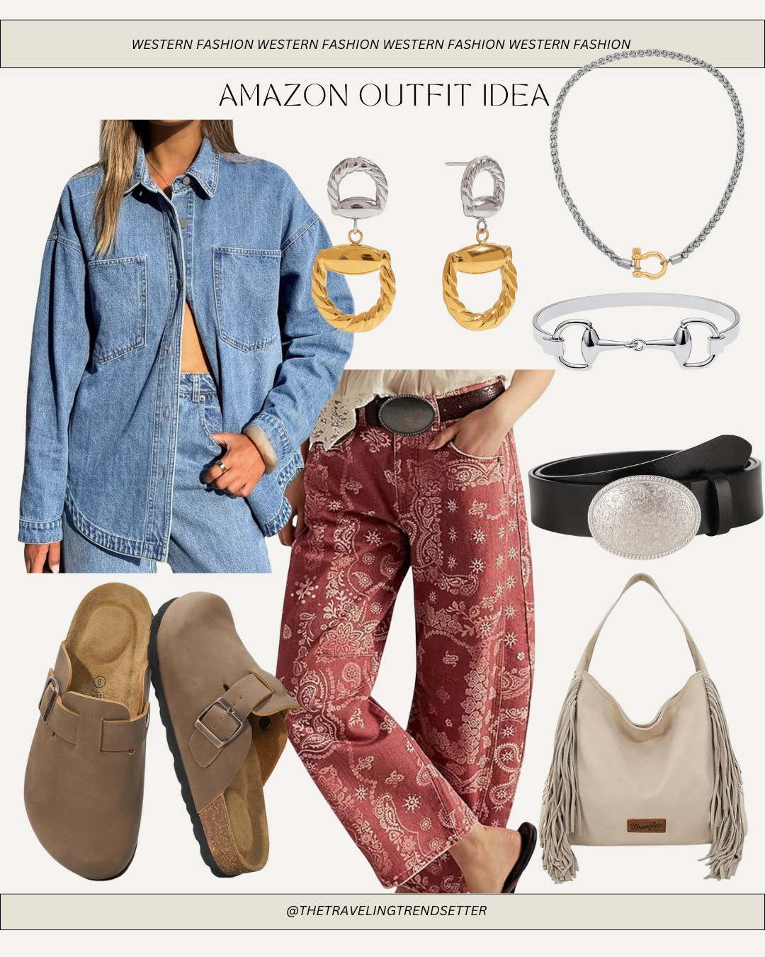 Amazon outfit idea - western - denim on denim - free people look alikes - horse bit accessories 

#LTKootd #LTKFindsUnder100 #LTKFindsUnder50