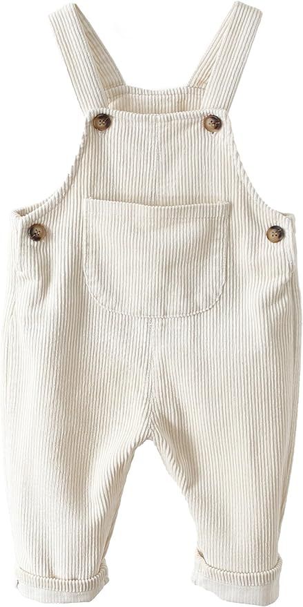 SEAUR Baby Boy Girl Corduroy Bib Overalls Cotton Button Suspender Overalls Plain Romper Loose Jum... | Amazon (US)
