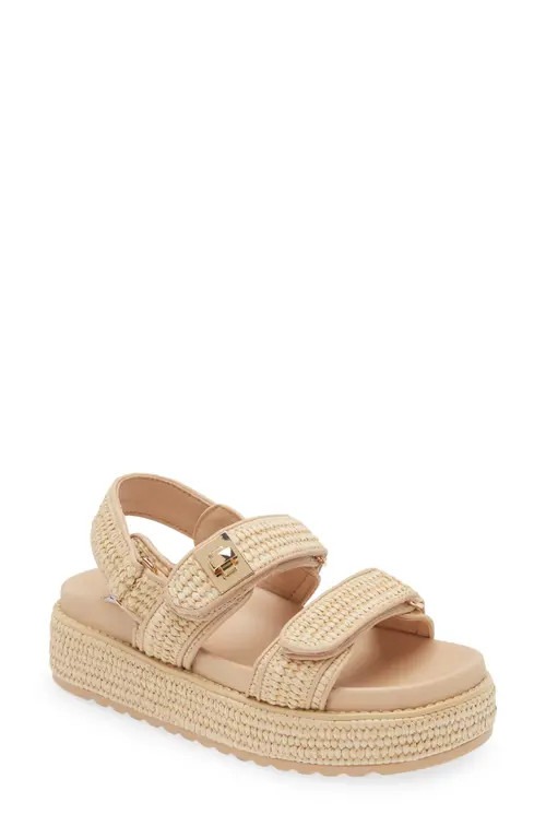Steve Madden Bigmona Raffia Slingback Platform Sandal in Bone Raffia at Nordstrom, Size 6.5 | Nordstrom