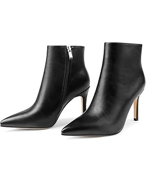 JOY IN LOVE Women's Ankle Boots Middle Heel Pointed Toe Stiletto Boots | Amazon (US)