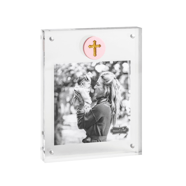 Acrylic Pink Cross Icon Frame | Mud Pie