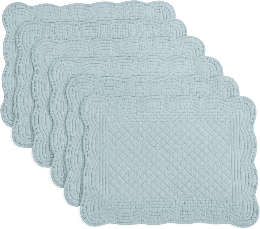 HOMBYS Quilted Placemats Set of 6 Washable-13x18 inches Rectangular Placemats for Kitchen Table-1... | Amazon (US)