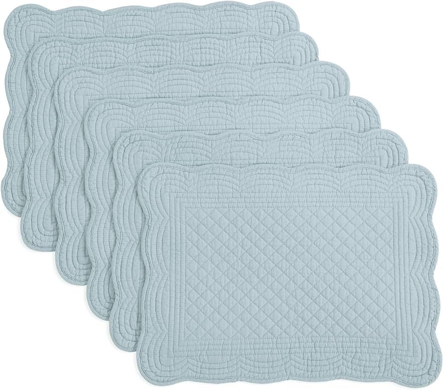 HOMBYS Quilted Placemats Set of 6 Washable-13x18 inches Rectangular Placemats for Kitchen Table-1... | Amazon (US)