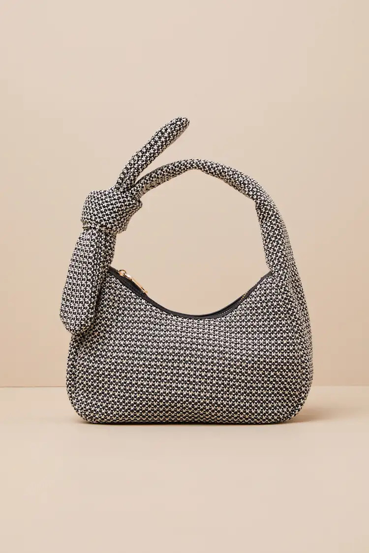Caylana Black and White Woven Knotted Handbag | Lulus