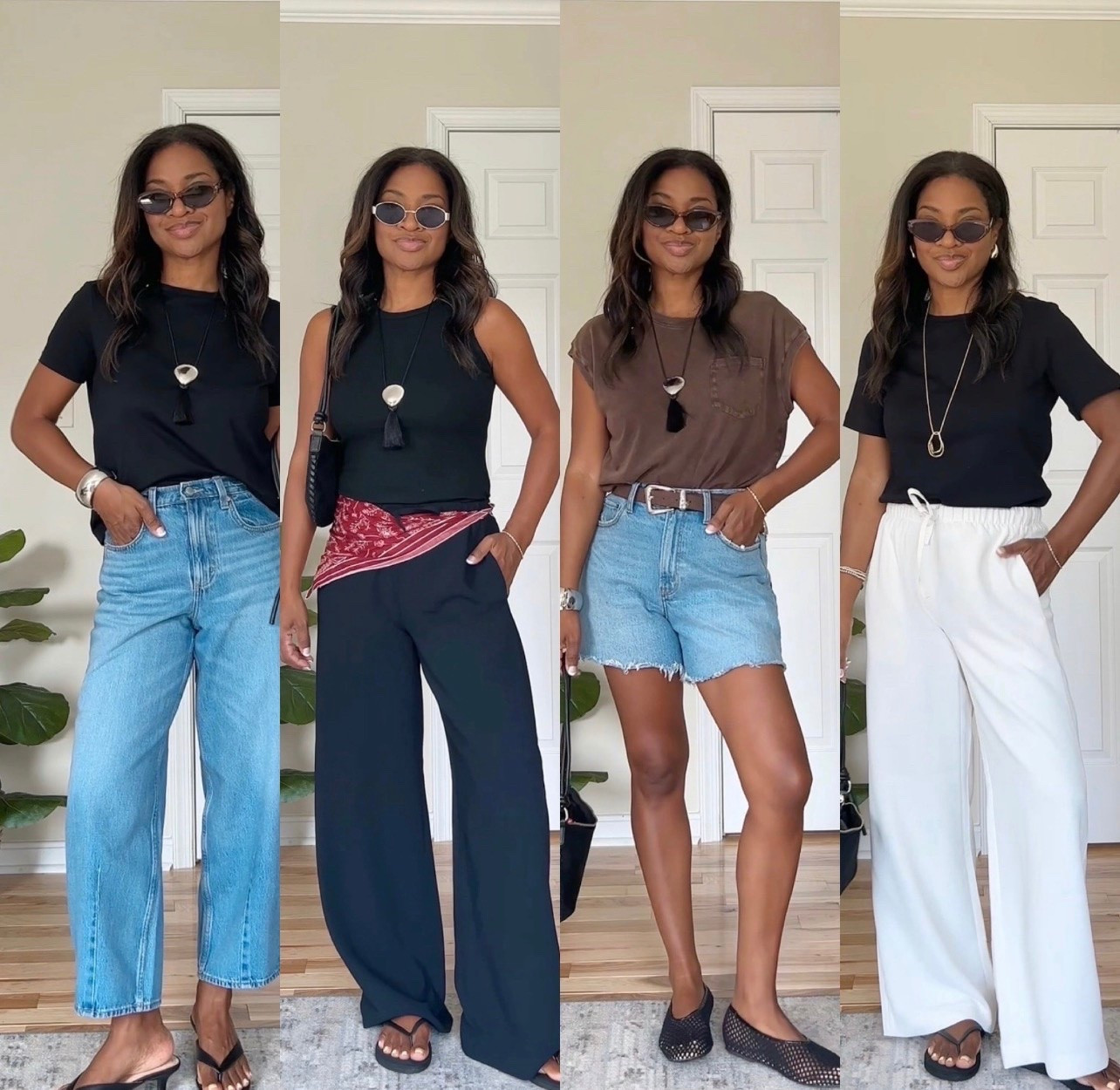 I’m wearing a small in the tops except for the brown top it’s a size medium. My barrel jeans are a size 4. I am wearing a size small and the black and white jeans pants and I’m wearing a size 27 in the denim shorts. My shoes are true to size. ￼

#LTKgrwm #LTKootd #LTKOver40