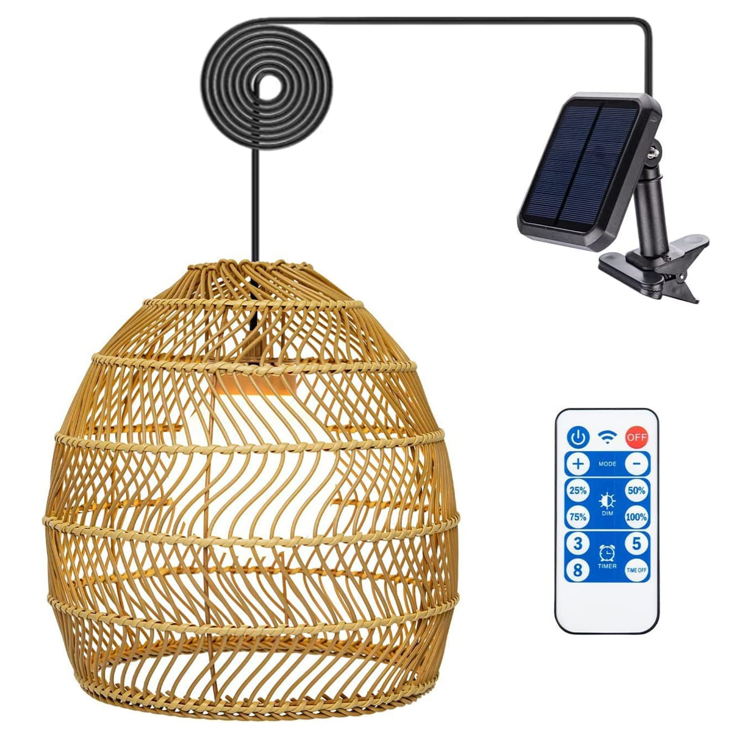 Solar Pendant Lights Chandelier Outdoor - Solar Hanging Lanterns with Remote Dimmable Outdoor Chandelier Lights for Gazebo Porch Patio | Amazon (US)