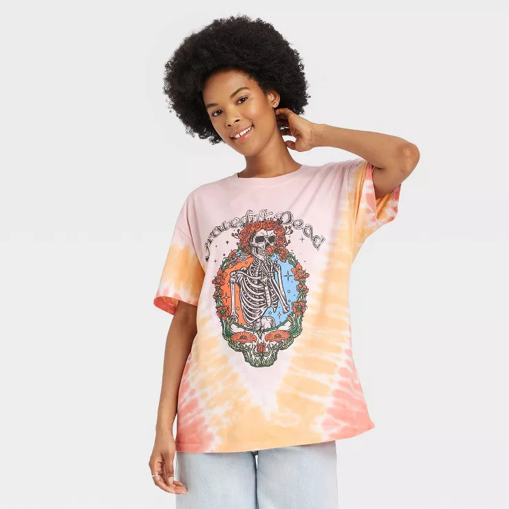 Women's Grateful Dead Short Sleeve Oversized Graphic T-Shirt - Tie-Dye | Target