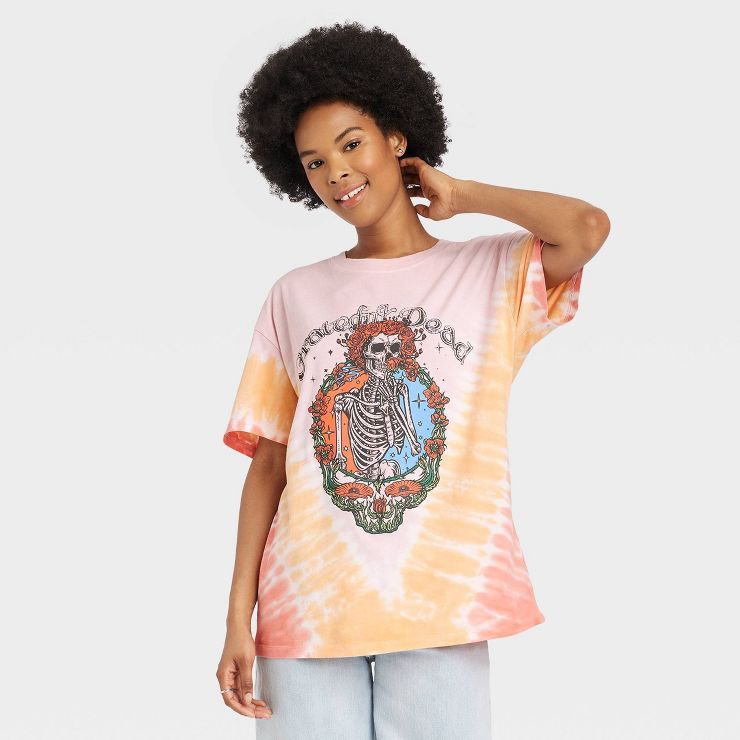 Women's Grateful Dead Short Sleeve Oversized Graphic T-Shirt - Tie-Dye | Target