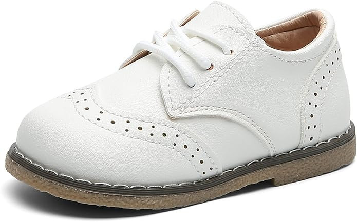 DADAWEN Toddler Boys Girls Dress Shoes Comfort Oxford Shoes Wedding Church Dress Shoes Lace Up Sc... | Amazon (US)