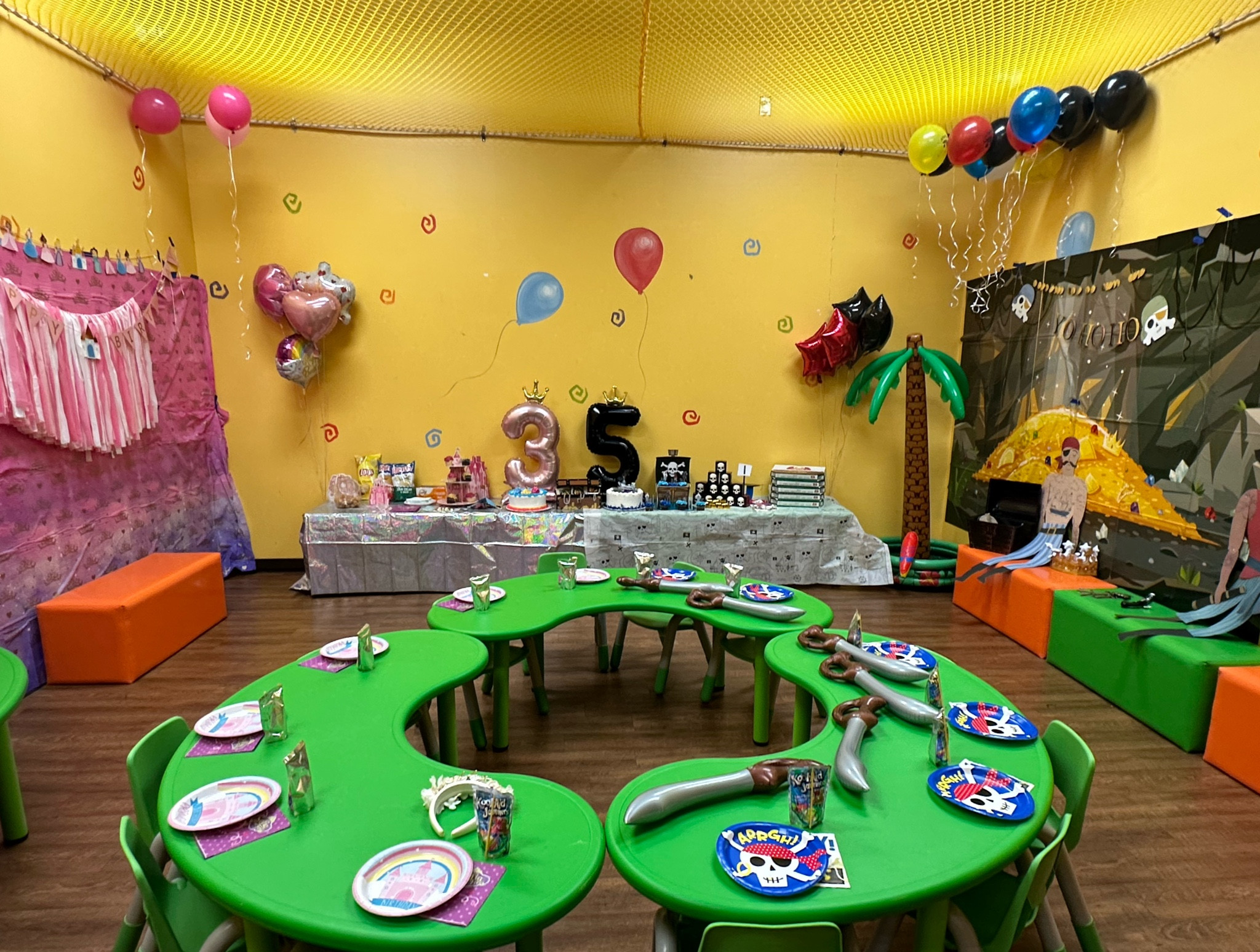 Pirates and Princesses - Double Birthday Party! Hosting a birthday party is hard work no matter what, but making it a combo party for 2 kiddos is both double the fun and double the trouble! 😆 Ollie and Flora picked their theme almost a year ago - randomly while on the swing set and stuck to it the entire year. That helped make things a bit easier as I was able to get a few ideas - princess theming was simple but pirates proved a bit more challenging. Luckily, I found adorable decor, got creative and even made a few of my own! We had the party at a play center with very limited time to decorate, so it wasn’t quite what I had envisioned but it worked. Could I have gone all out at home and made it bigger? Absolutely! Would it have been more stressful with the cleaning and the preparing the house for guests? You bet! Plus, the kids really enjoyed the play center so it was fun for this year. Maybe next year I can go all out again like last year. Maybe. 😅 If you’re planning a Pirate Party then check out all of the goodies I curated below - it would also be a perfect theme for a Halloween bash! 
And...Cheers to 5 and 3!!! 🎉 

#LTKParties #LTKKids #LTKSeasonal