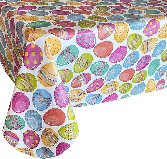 Newbridge Easter Egg Color Explosion Vinyl Flannel Backed Tablecloth - Bold, Bright Cheerfully De... | Amazon (US)