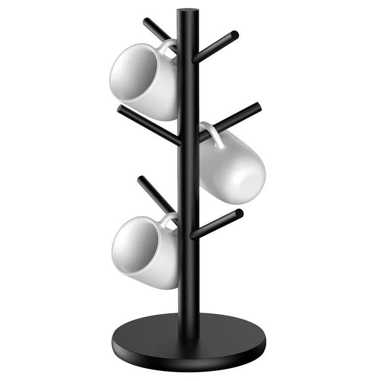 Qoosea Mug Holder Tree, Coffee Mug Rack, Coffee Cup Holder with 6 Hooks, Wood Coffee Mug Holder f... | Walmart (US)