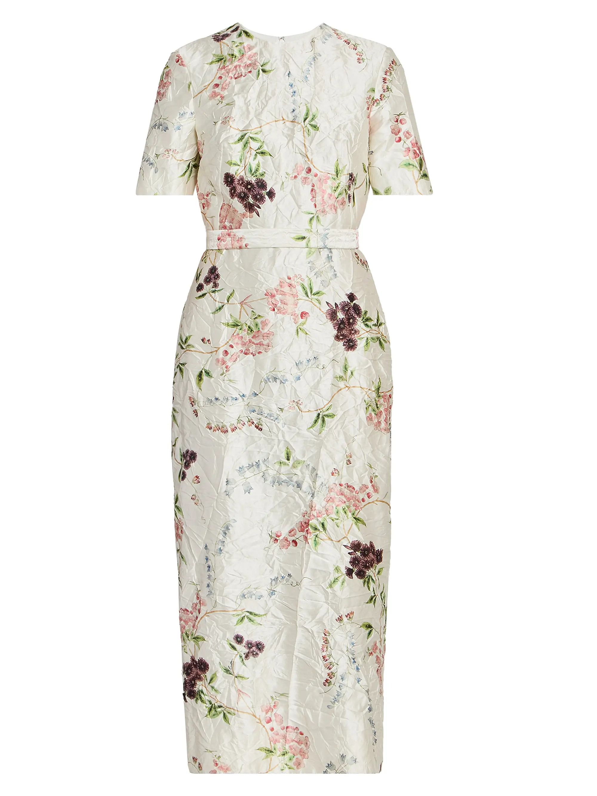 Floral Textured Satin Midi-Dress | Saks Fifth Avenue