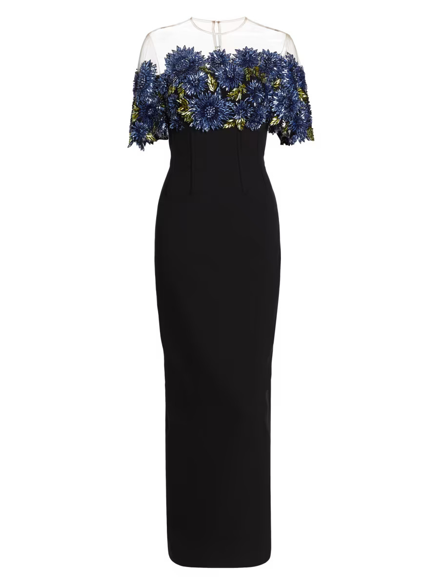 Floral Embroidered Column Gown | Saks Fifth Avenue