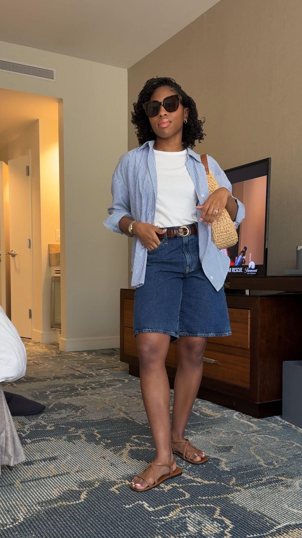 casual spring outfit // resort // jorts // denim // shorts // blue striped shirt // Oxford // sandals // petite 

#LTKSeasonal #LTKTravel #LTKStyleTip