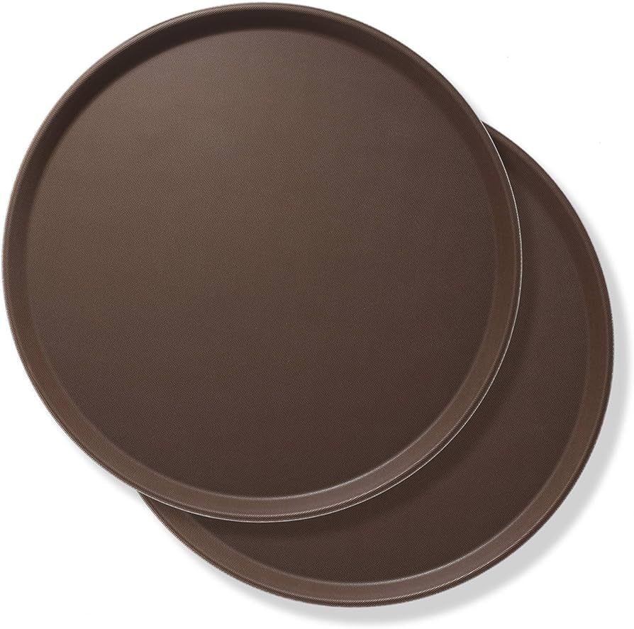 Jubilee 16" Round Restaurant Serving Trays (Set of 2), Brown - NSF Certified Non-Slip Food Servic... | Amazon (US)