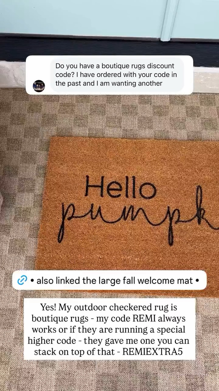 My outdoor checkered rug is boutique rugs - my code REMI always works or if they are running a special higher code - they gave me one you can stack on top of that - REMIEXTRA5