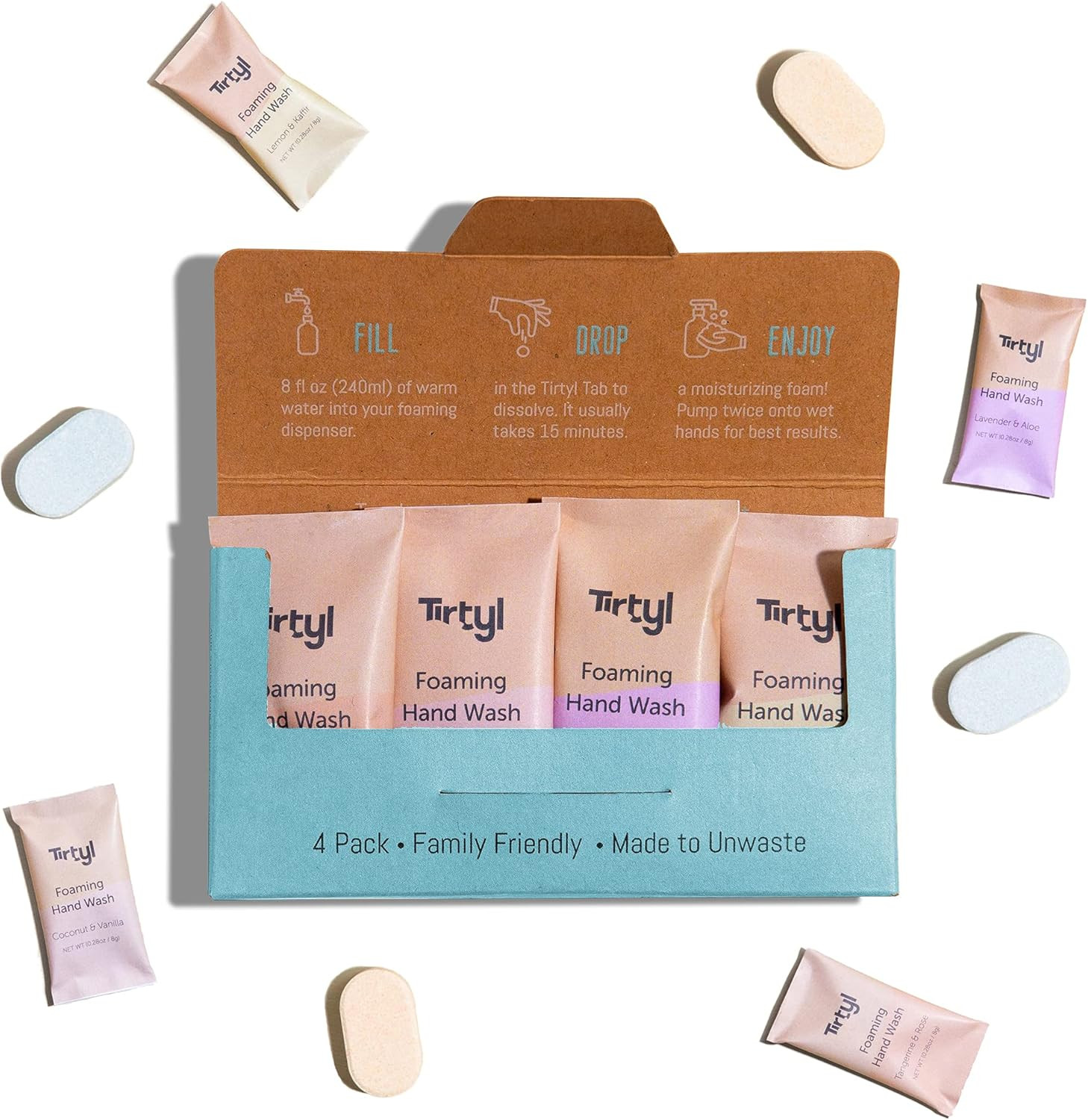 Tirtyl Smart Soap Refills - Foaming Hand Soap Tablet 4 Pack - 32 fl oz total (makes 4x 8 fl oz bottl | Amazon (US)