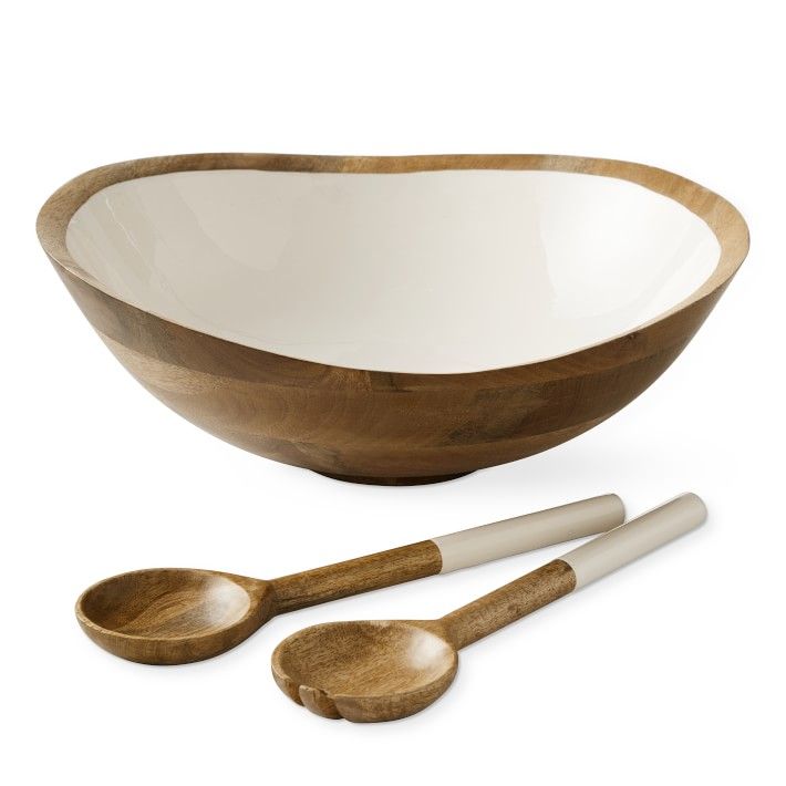 Wood and Lacquer Salad Bowl & Servers | Williams-Sonoma