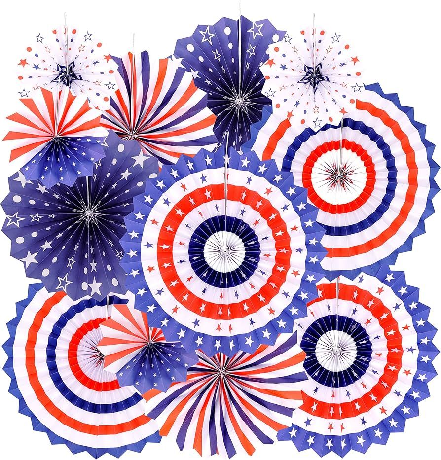Independence Day Party Hanging Paper Fans Decorations -National Day Patriotic American Theme Birt... | Amazon (US)