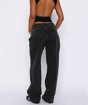 Women Wide Leg Jeans Low Rise Baggy Jeans Y2K Boyfriend Jeans Loose Fit Denim Pants Trousers Stre... | Amazon (US)